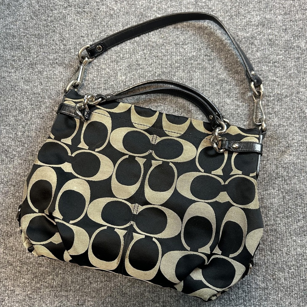 Coach Signature Avary Shoulder Bag Womens Medium Black Jacquard Leather F17183